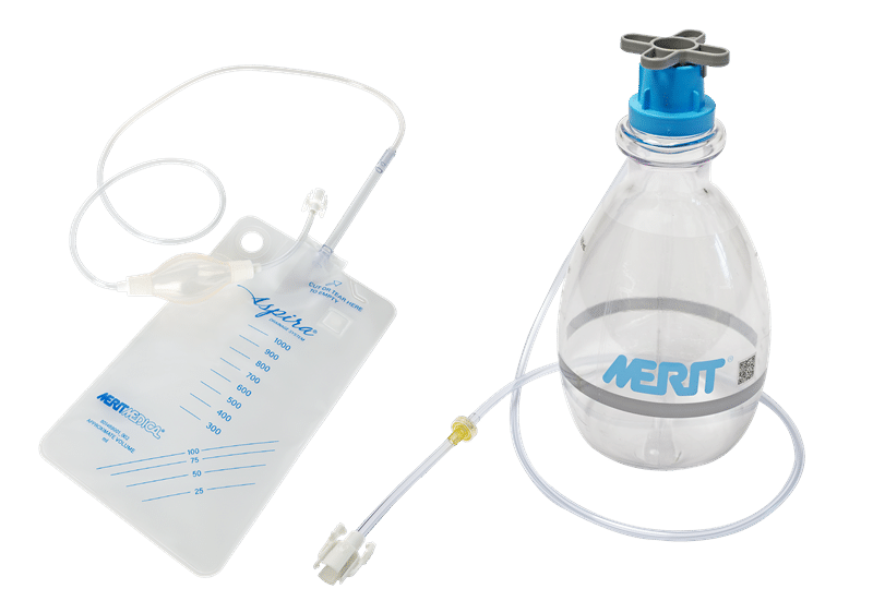 Aspira Drainage System - Image of the Aspira Bag and the Aspira Bottle next to each other